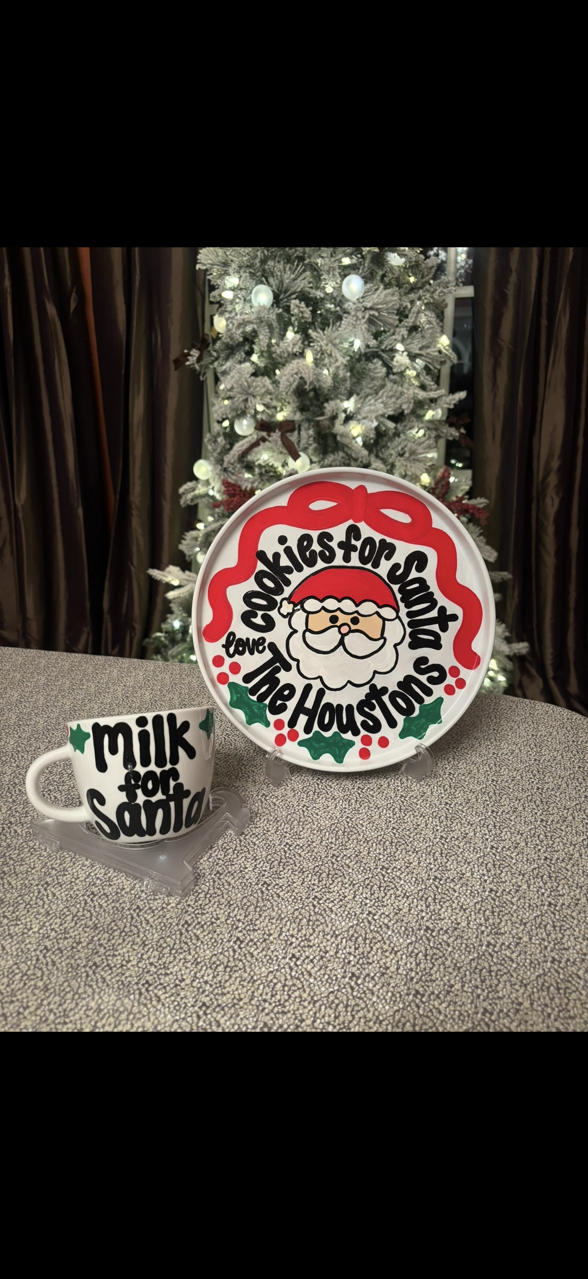 Custom Santa plate and milk for Santa mug set